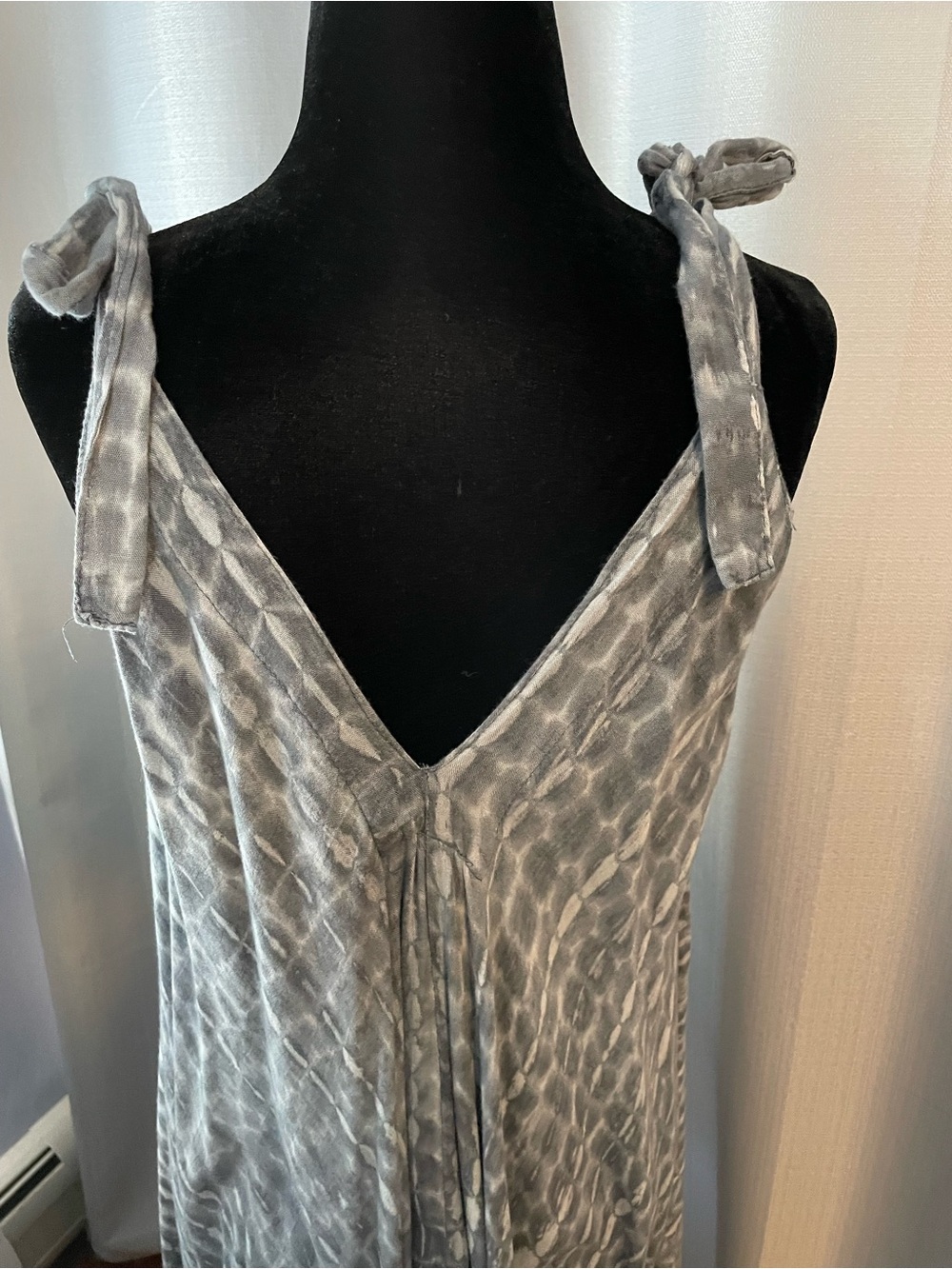 Women's Grey Tie Dye Tie-Shoulder V-neck Romper Lounge Cover-Up asymmetrical leg